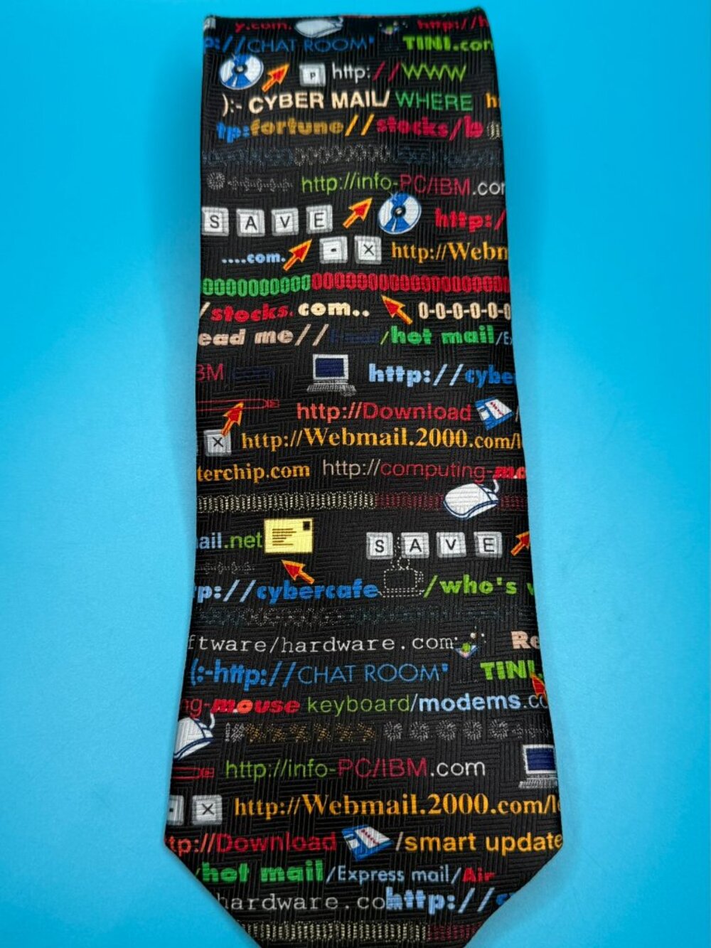 Vintage Addiction Computer Geek IT Coder Programmer 90's Y2K Men's Neck Tie